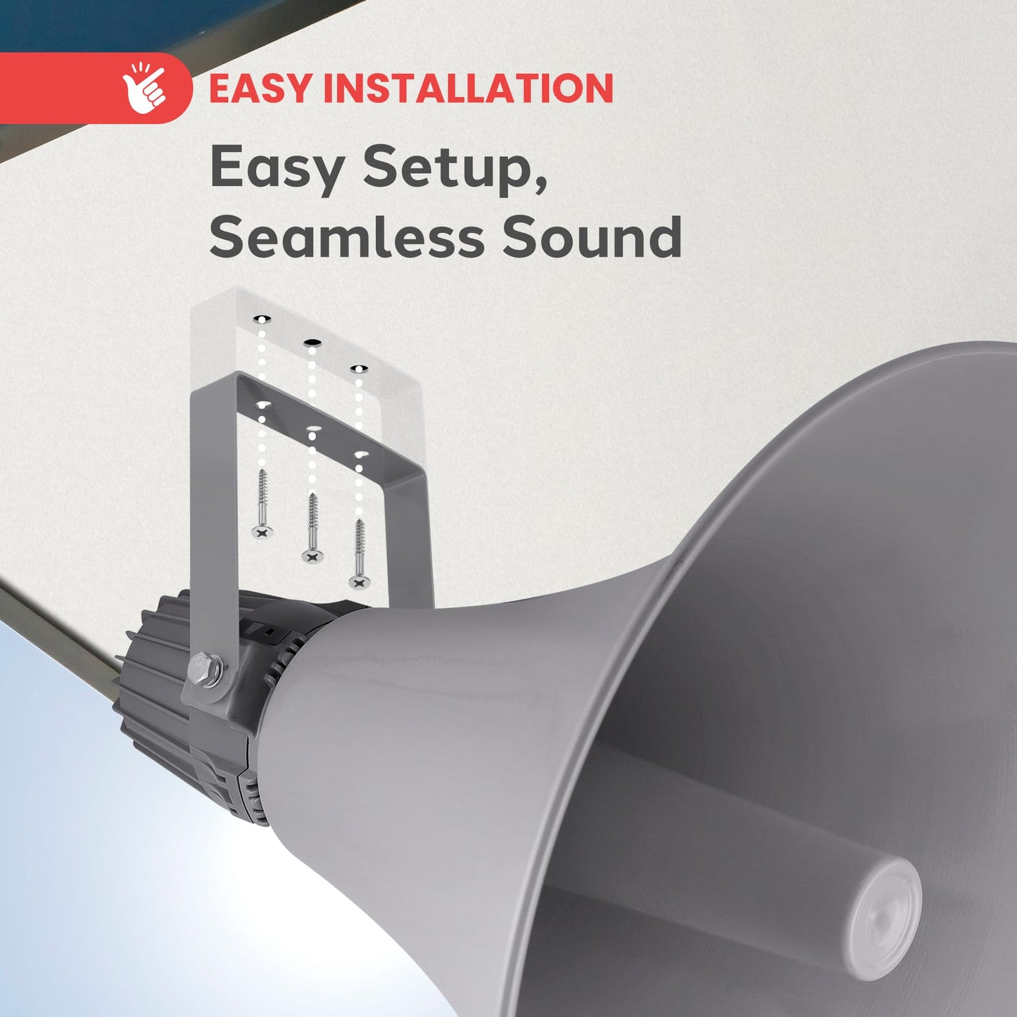 Pyle Indoor Outdoor PA Horn Speaker - 19.5" 100W Power Compact Loud Sound Megaphone w/ 400Hz-5KHz Frequency, 16 Ohm, 100V/70V Transformer, Mounting Bracket - 100V/70V Audio System - PyleHome PHSP20