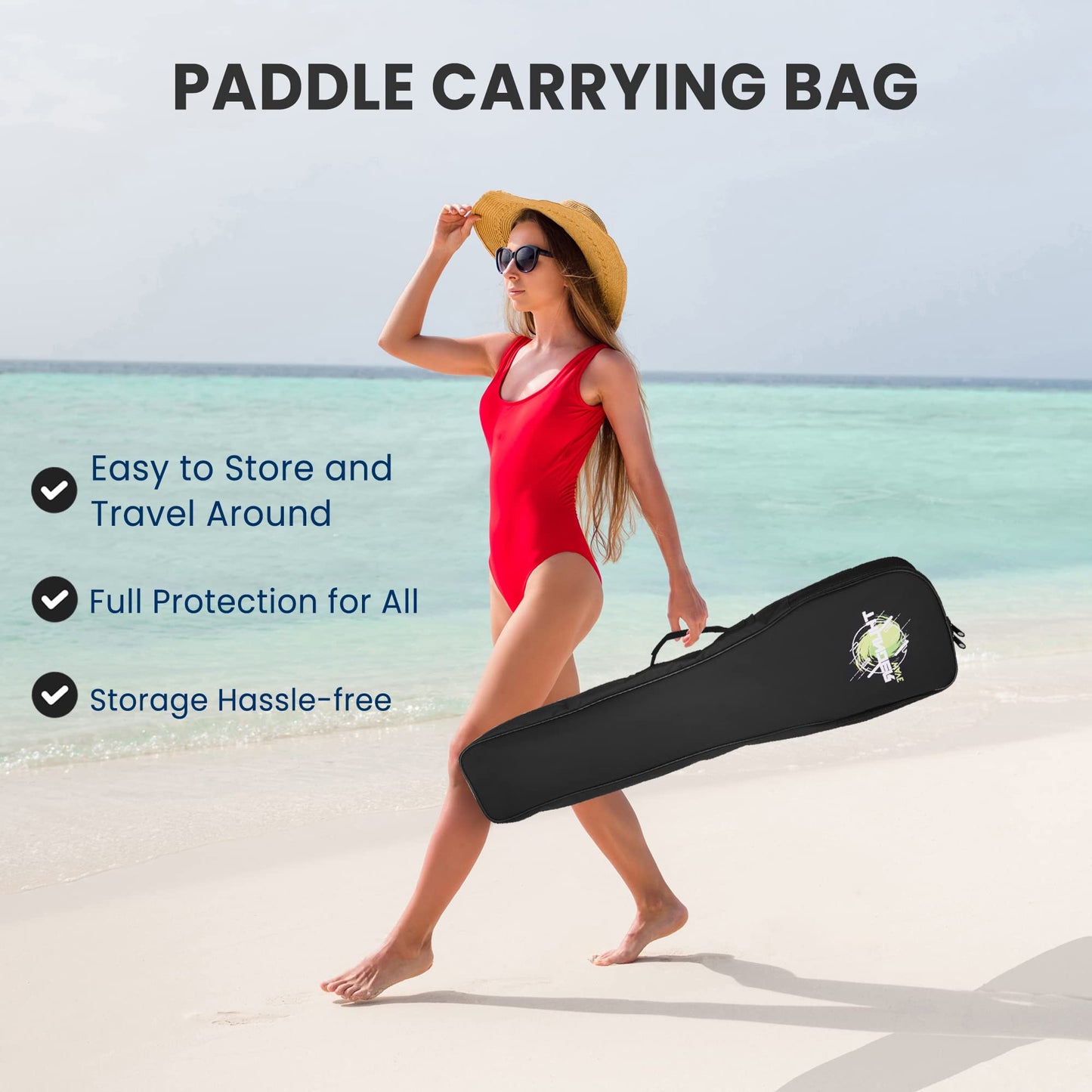 SereneLife Adjustable SUP Paddle - Adjustable 3-Piece Mix Carbonfiber Paddle, Lightweight & Comfortable to Use, Includes Carrying Bag w/ Zip and Handle, Comfortable Grip & Powerful Stroke