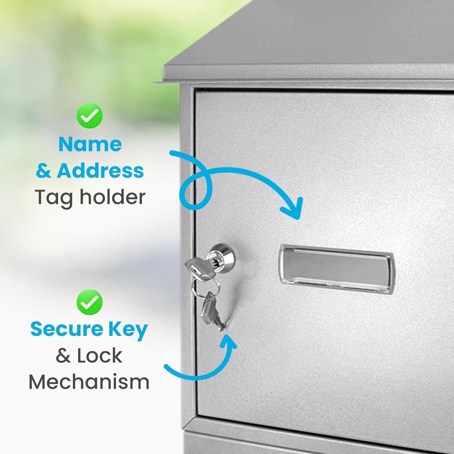 Serenelife Indoor & Outdoor Wall Mount Locking Mailbox | Secure Key & Lock Mechanism | Weather Resistant & Durable | Easy Access Metal Flap | Includes 2 Keys & Mounting Hardware | 13x14x5 IN