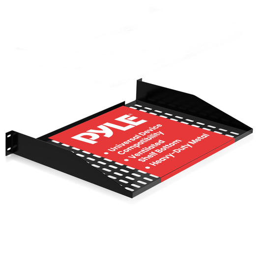 Pyle 19-Inch 2U Server, Vented Shelves for Good Air Circulation, Cantilever, Wall Rack, Universal Device, Cabinet Shelf, Computer Case Mounting Tray, Black (PLRSTN22U), 1 Unit