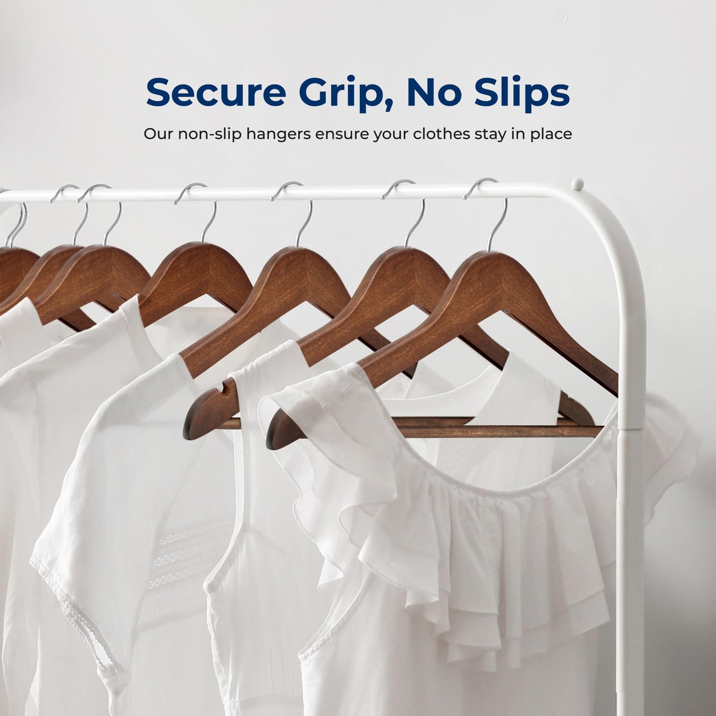SereneLife 30 Pack Wooden Clothes Hangers – Heavy Duty Wood with Non-Slip Notches, 360° Swivel Chrome Hook & Pants Bar – Vintage Finish Suit Coat Hangers for Closet Organization