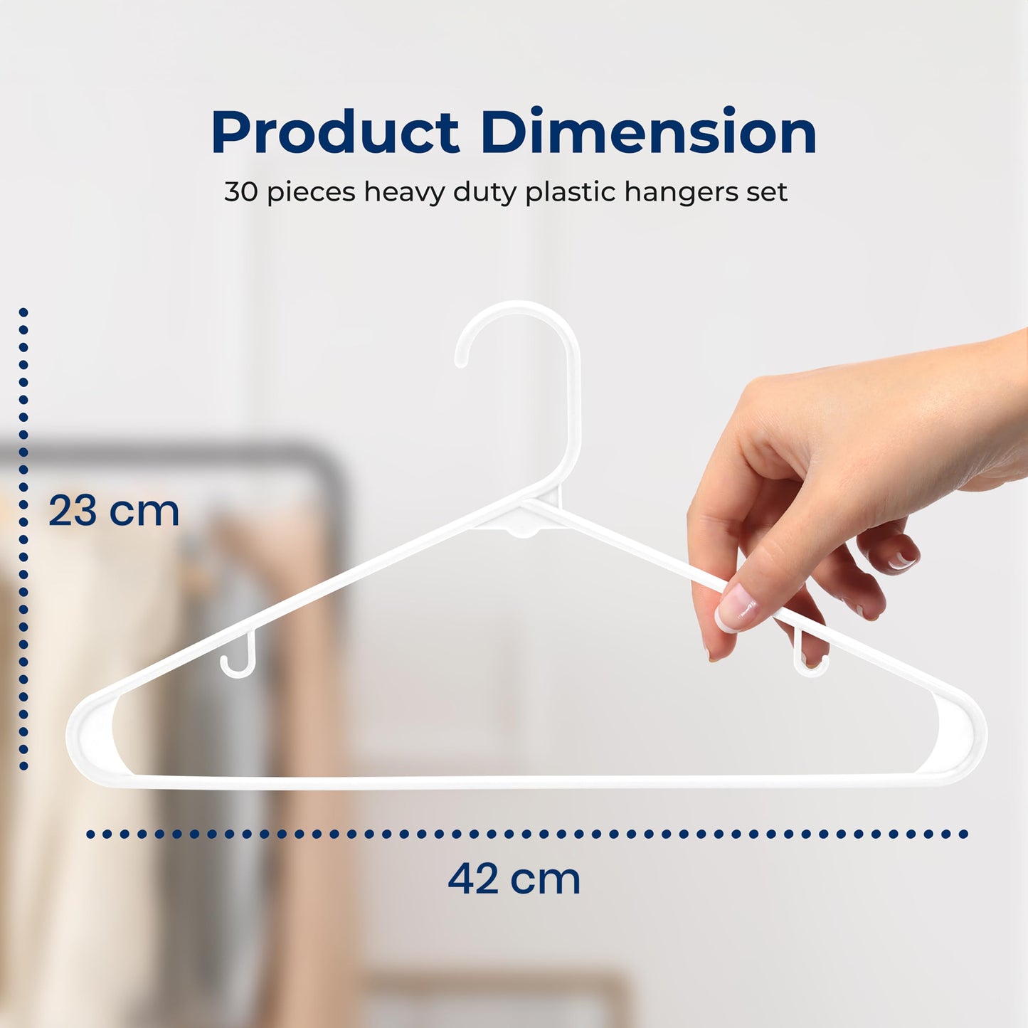 SereneLife 100-Pack Premium Plastic Hangers – Heavy Duty, Smooth White Tubular Slim Design, Space-Saving Durable Hangers for Clothes, Shirts, Pants, Suits, Coats – No Snag, Strap Hook Design