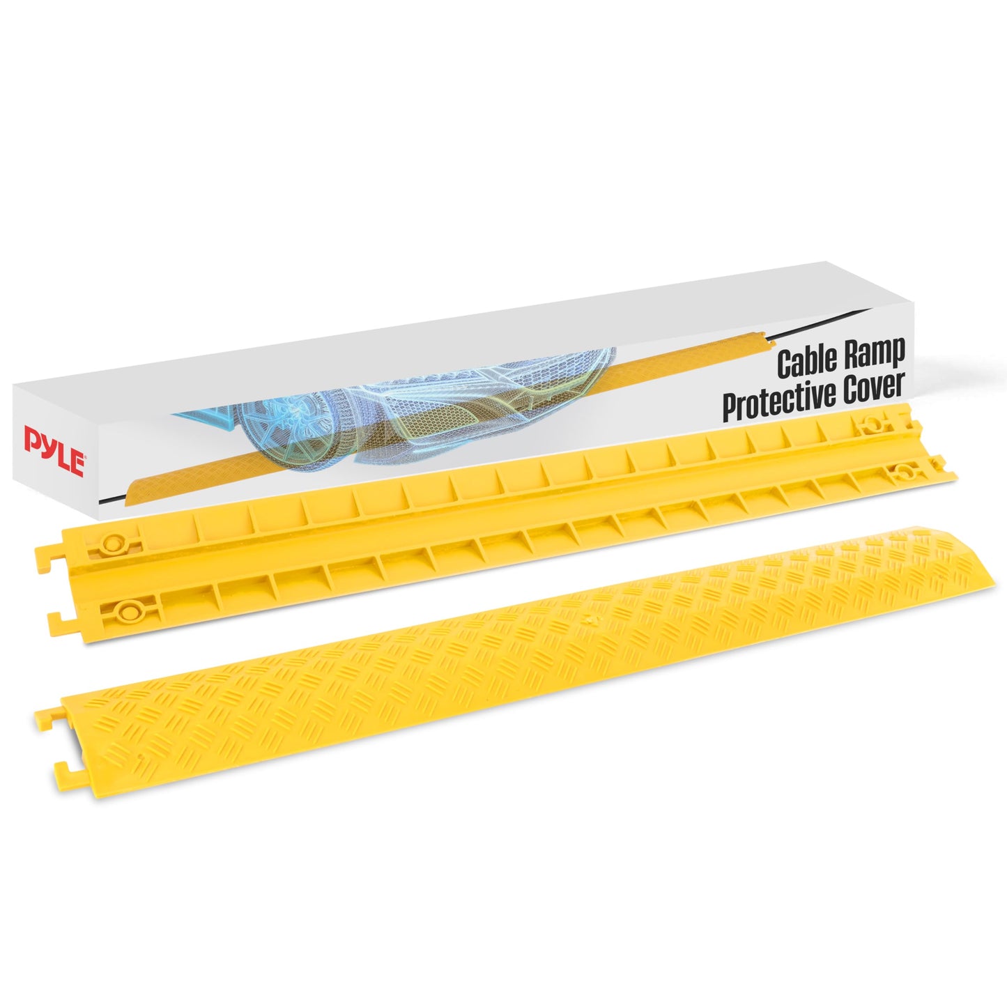 Pyle Durable Cable Ramp Protective Cover - 2,000 lbs Max Heavy Duty Drop Over Hose & Cable Track Protector, Safe in High Walking Traffic Areas - Cable Concealer for Outdoor & Indoor Use PCBLCO19