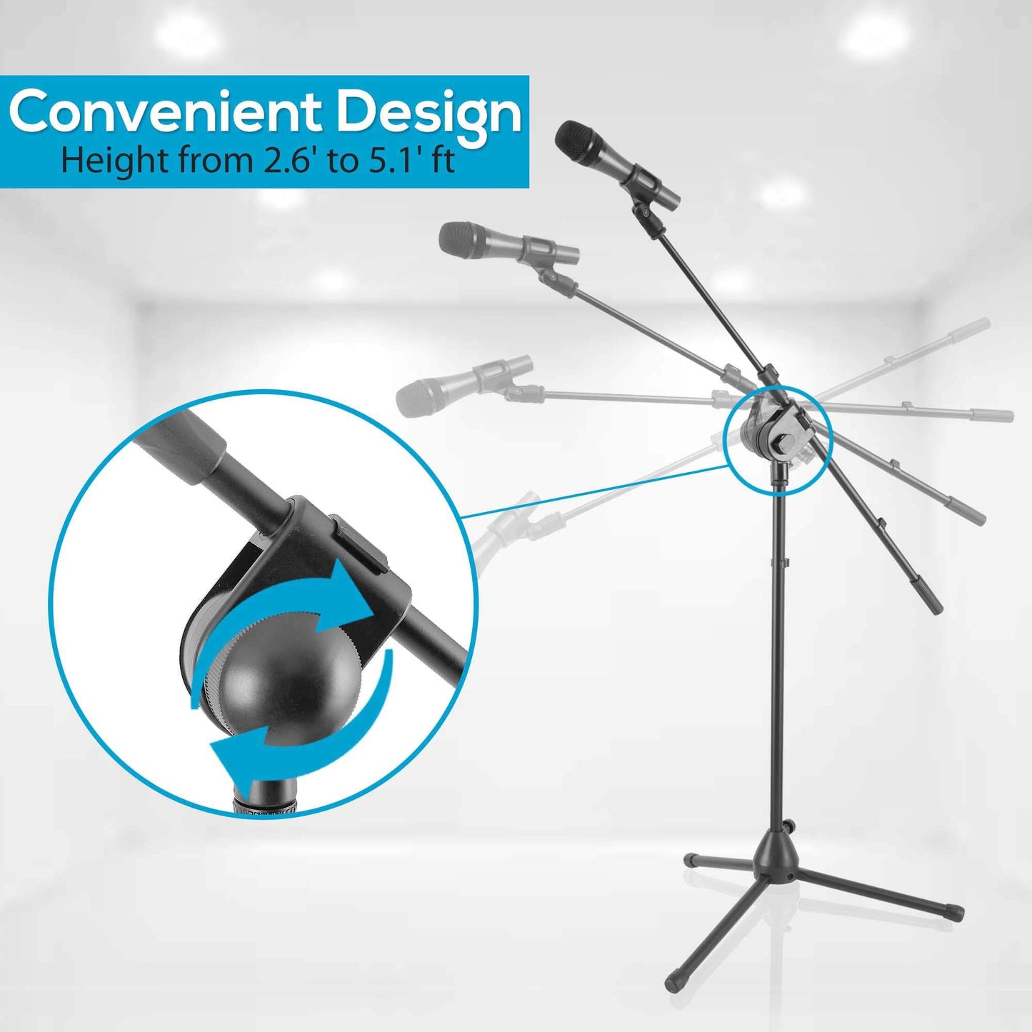 PYLE-PRO PMKSM20 Microphone and Tripod Stand With Extending Boom and Mic Cabl