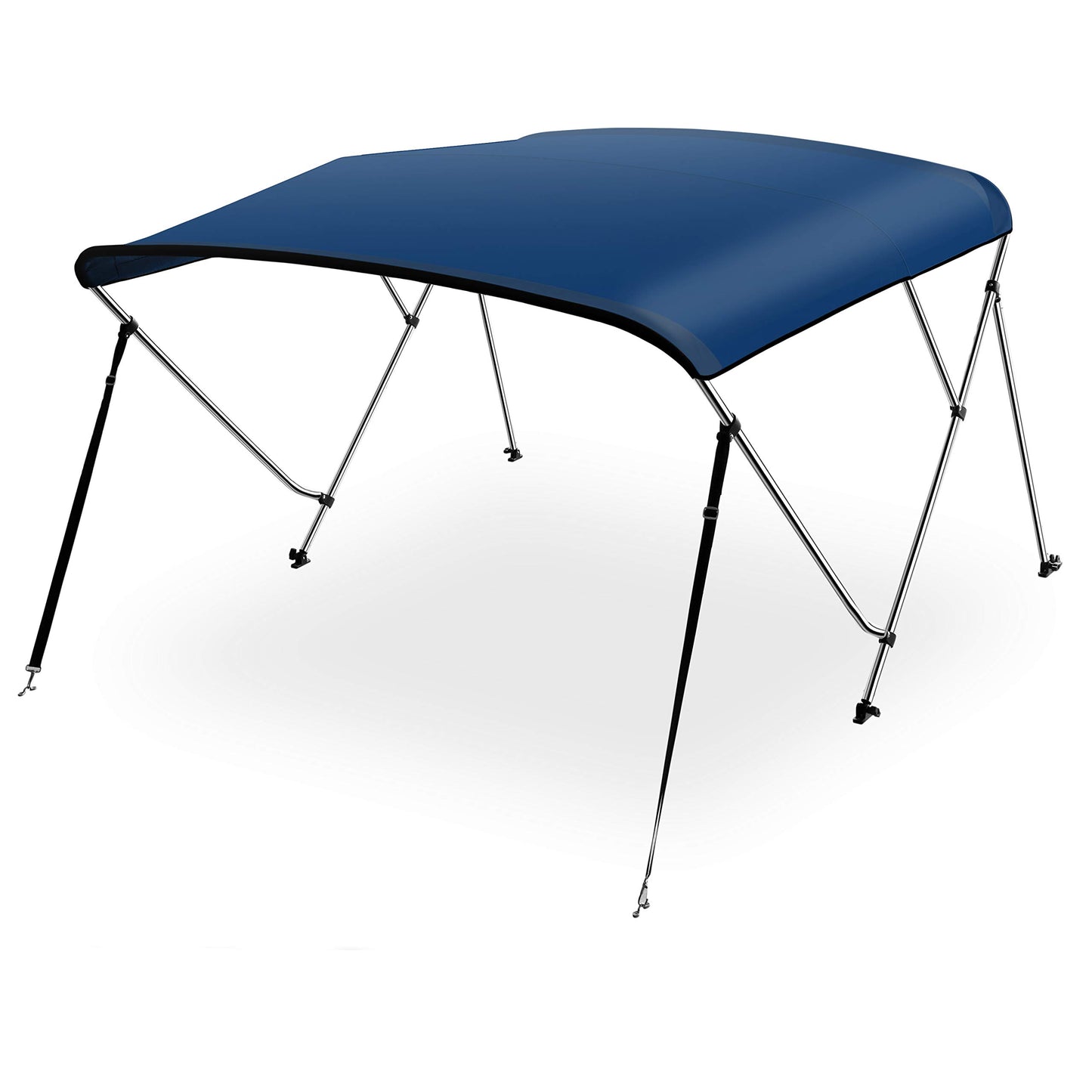 SereneLife Waterproof Boat Bimini Top Cover-61-66'W 3 Bow Bimini Top Canvas Sun Shade Boat Canopy 1' Double Wall Alu Frame Tube,2 Straps 2 Rear Support Poles,Storage Boot -SLBT3NAV612(Navy Blue)