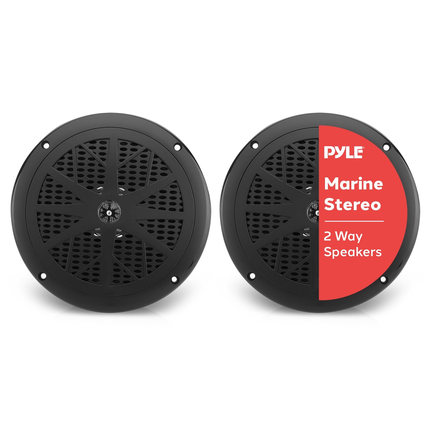 Pyle 6.5 Inch Dual Marine Speakers - 2 Way Waterproof and Weather Resistant Outdoor Audio Stereo Sound System with 120 Watt Power, Polypropylene Cone and Cloth Surround - 1 Pair - PLMR61B (Black)