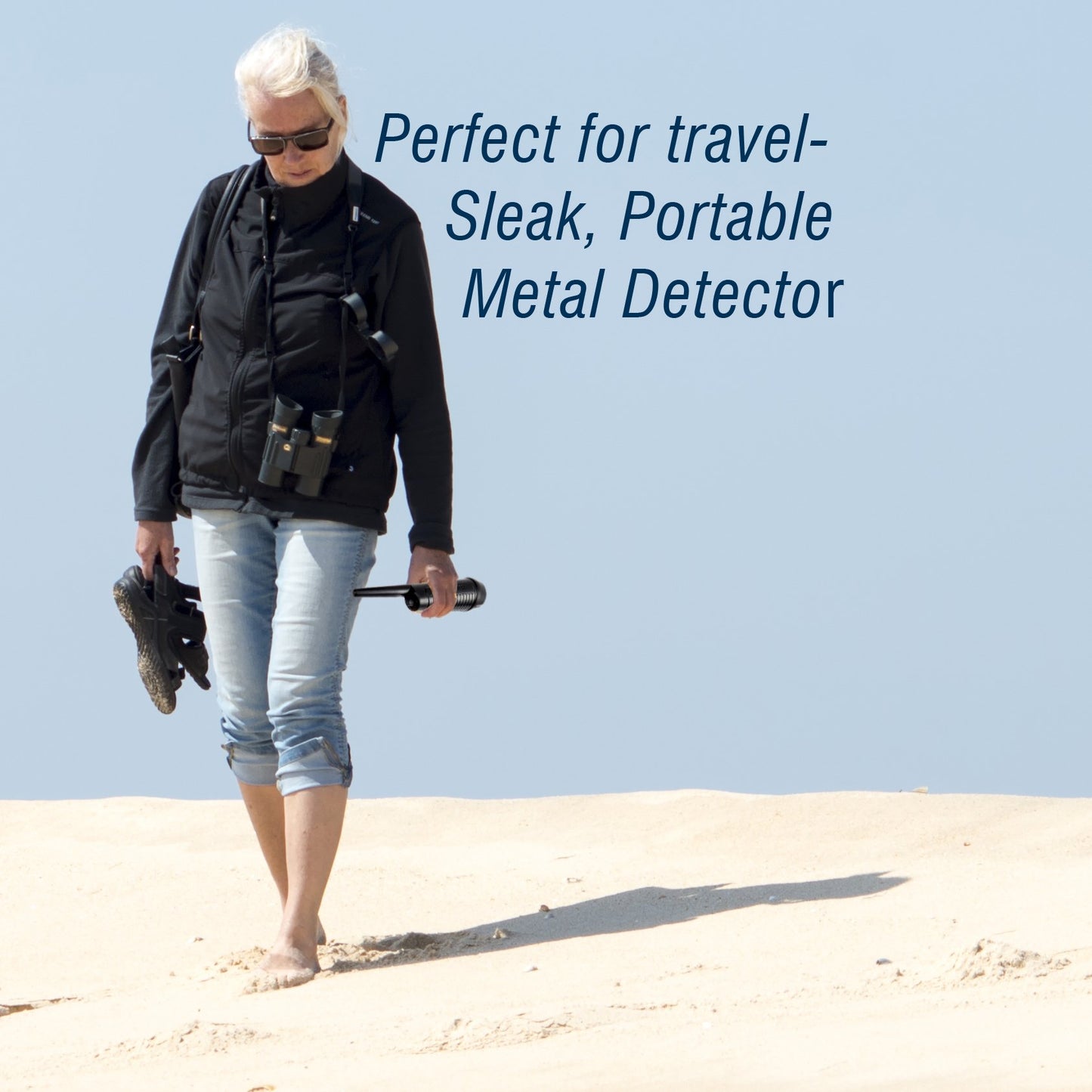 Handheld Pinpointer Probe Metal Detector -Audible Sound Alert, Save Battery Automatic Power Off & Low Battery Indicator, Waterproof LED/Vibration Indication and Submersible Tip - SereneLife PMD58, Black