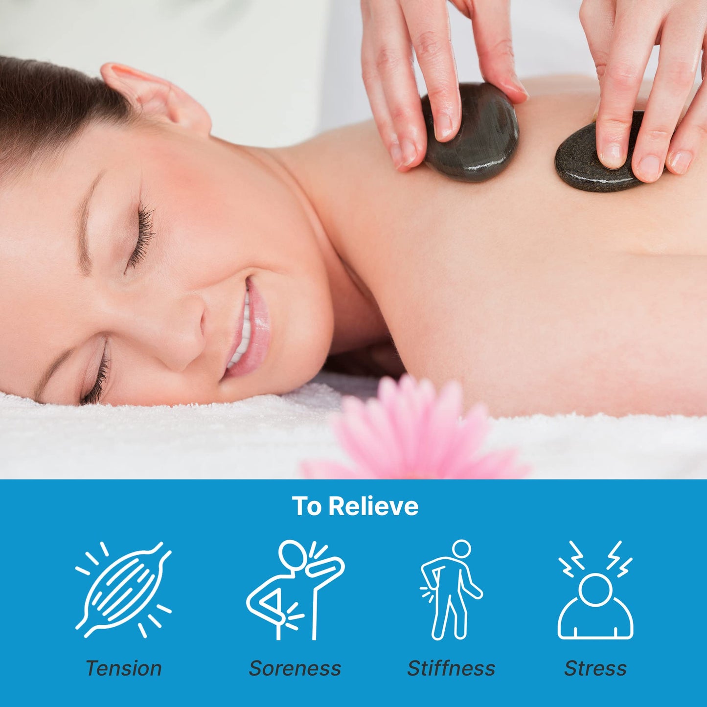 SereneLife 2 Pcs. Large Massage Stones - Includes Traveling Bag and Small Brown Box, Melt Away Stress to Soothe Muscle Tension, Soreness, Stiffness, Travel Bag for Protection