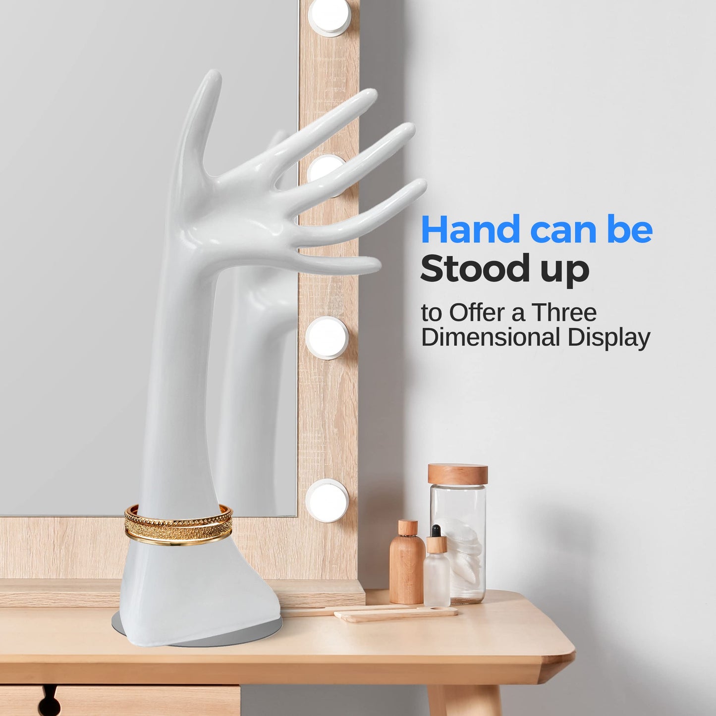SereneLife Jewelry Hand Display Holder, 11.8-Inch Long Female Mannequin Hand, Perfect for Displaying Rings, Bracelets, Bangles, Watches, or Gloves