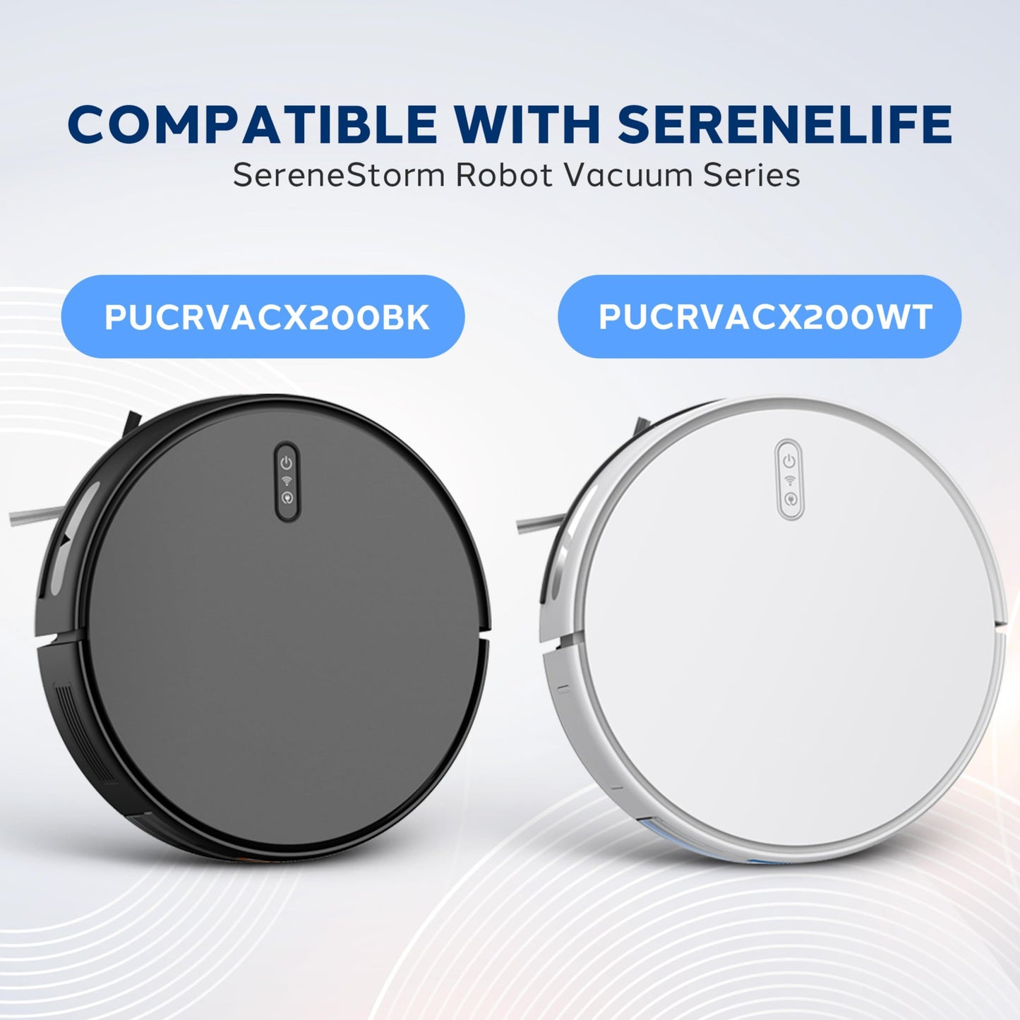 Pure Clean Replacement Filter Kit for Smart Robot Vacuum Cleaner, Works with PUCRVACX200BK and PUCRVACX200WT