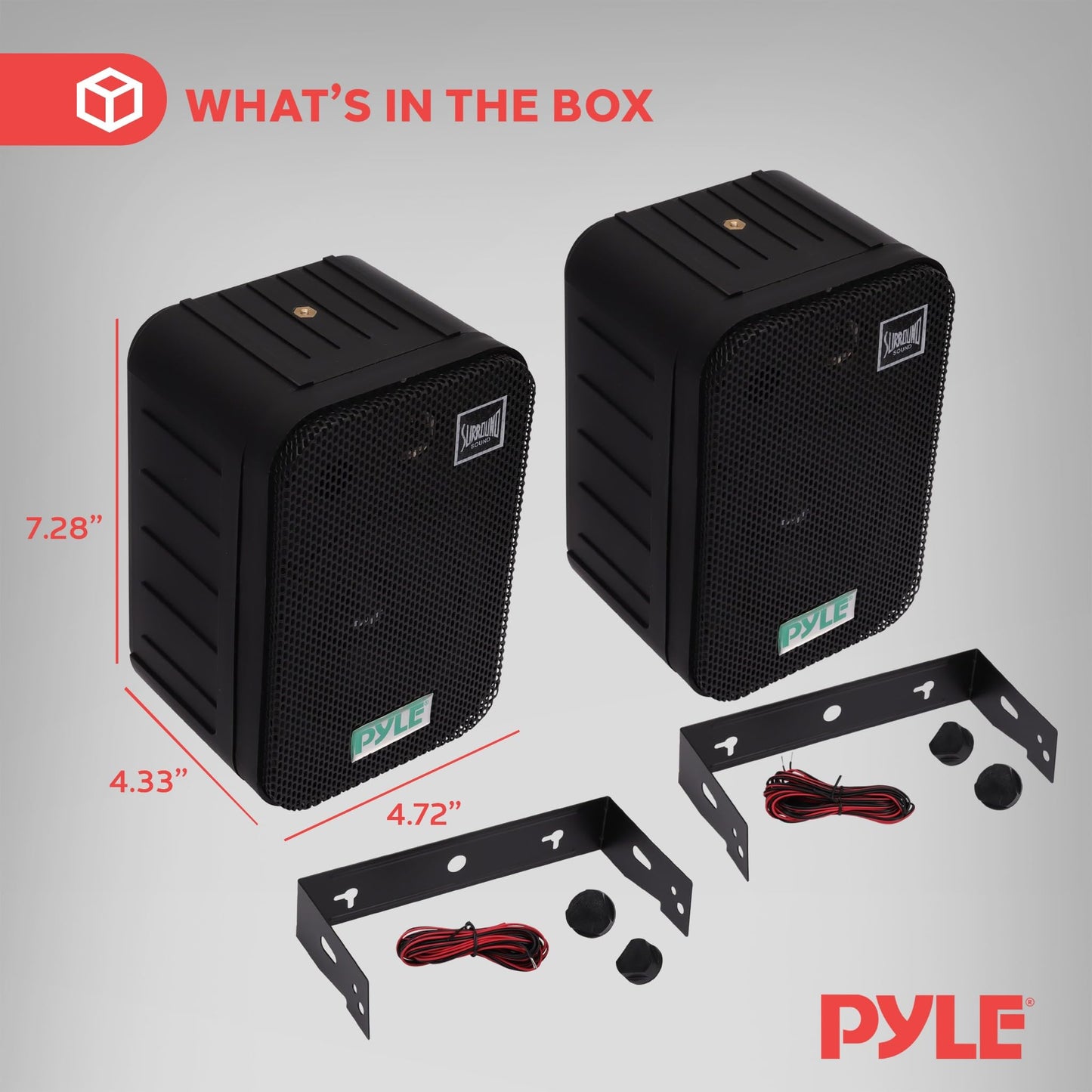 Pyle - Outdoor Speaker System Wired (Pair), Marine Grade 2 Way 300W Peak Power, 3.5" Woofer and 1" Tweeter, Universal Mount For Wall or Ceiling, Use in Pool, Patio, Boat, Deck or Home Theater (Black)