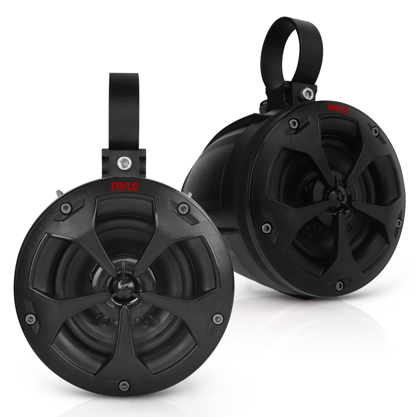 Pyle 4" Off-Road Bluetooth Waterproof Speakers -800W Peak Power Amplified Speaker System for ATV / UTV, Golf Cart, Boat, Aux Input Jack, For use w/all 12V Vehicles - PLUTV43BTA, Black