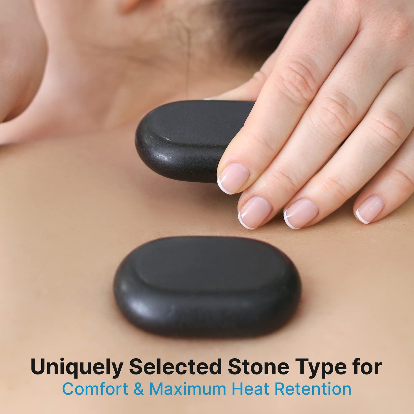 SereneLife 2 Pcs. Large Massage Stones - Includes Traveling Bag and Small Brown Box, Melt Away Stress to Soothe Muscle Tension, Soreness, Stiffness, Travel Bag for Protection