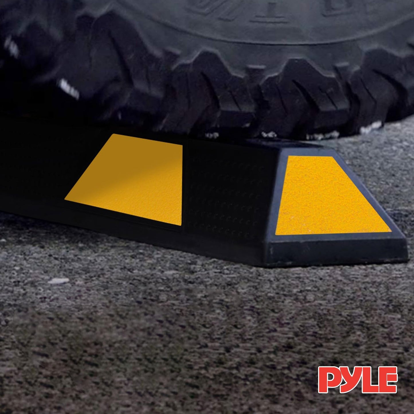 Pyle Curb Parking Garage Floor Stopper - 72 Inch Extra Wide Heavy Duty Rubber Parking Lot Stopper, for Vehicles Truck Driveway, Protect Bumpers for Cars Vans Trucks - Pyle PCRSTP14, Black