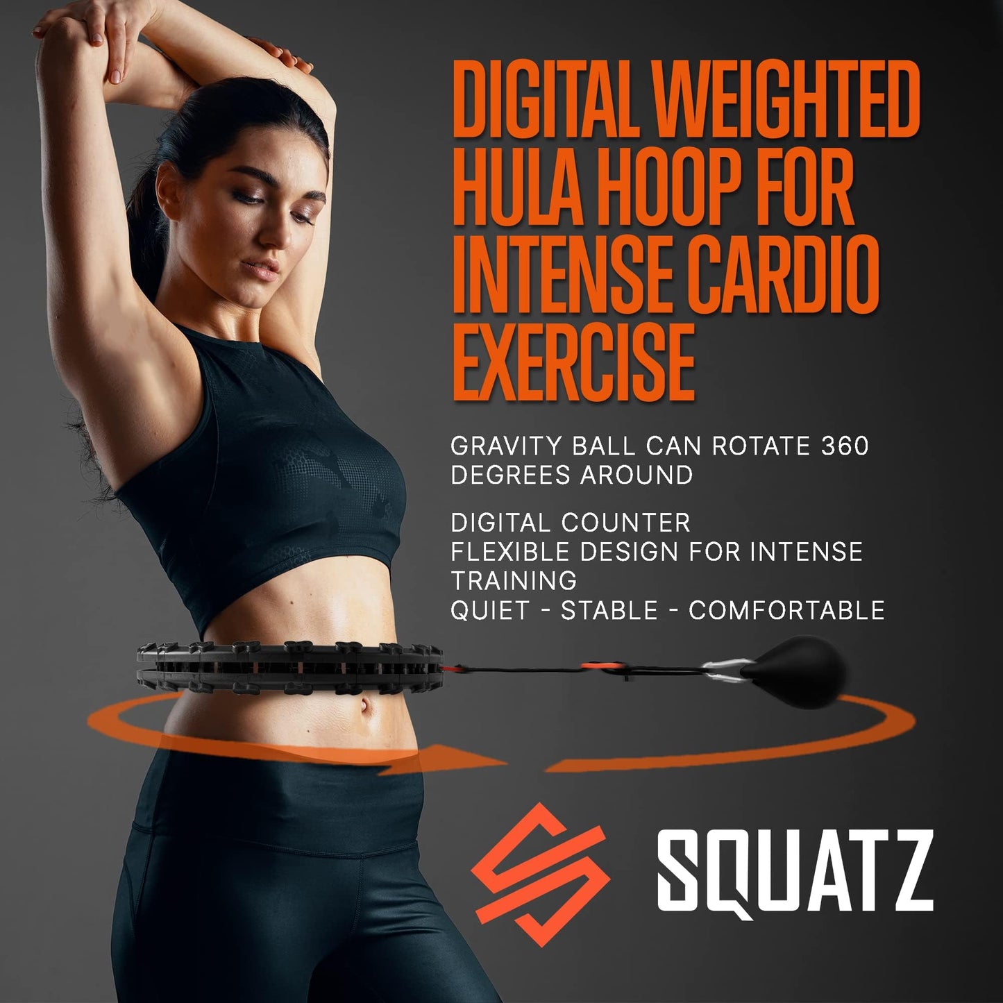 SQUATZ Exercise Hula Hoop for Adults Weight Loss - Weighted Hula Hoop for Workout - Adjustable 22 Piece Design - 47 Inch Circumference