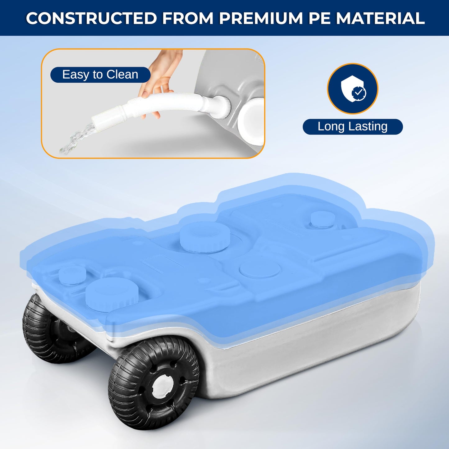 SereneLife 40L RV Portable Water Tank with Metal Handle and Large Wheels, Ideal Water Storage Container for Camping and Outdoor Activities, Fresh Water or Sewage Holding Tank, Easy to Use