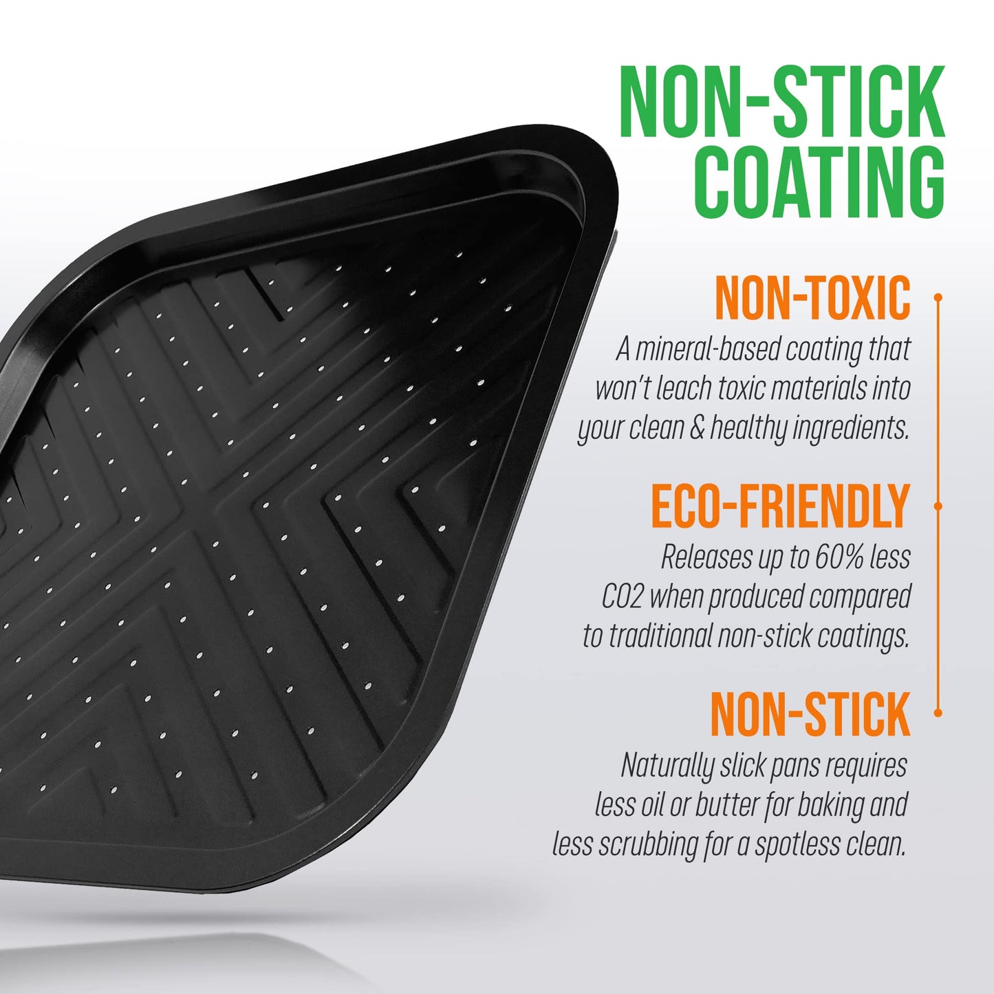 NutriChef Non-Stick Square Oven Crisper Pan - Heavy Duty Carbon Steel Baking Tray w/ Perforated Holes for Even Airflow - Bake Fries, Pizza, Frozen Snacks, & More - Dishwasher Safe, Black
