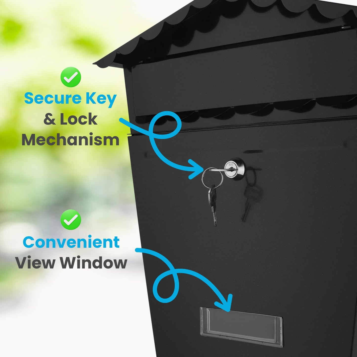 Serenelife Indoor & Outdoor Wall Mount Locking Mailbox | Secure Key & Lock Mechanism | Weather Resistant & Durable | Easy Access Metal Flap | Includes 2 Keys & Mounting Hardware | 13x14x5 IN