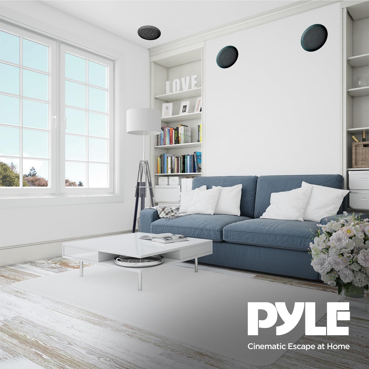 Pyle PDIC61RDBK In-Wall / In-Ceiling Dual 6.5-Inch Speaker System, 2-Way, Flush Mount, Black (Pair)