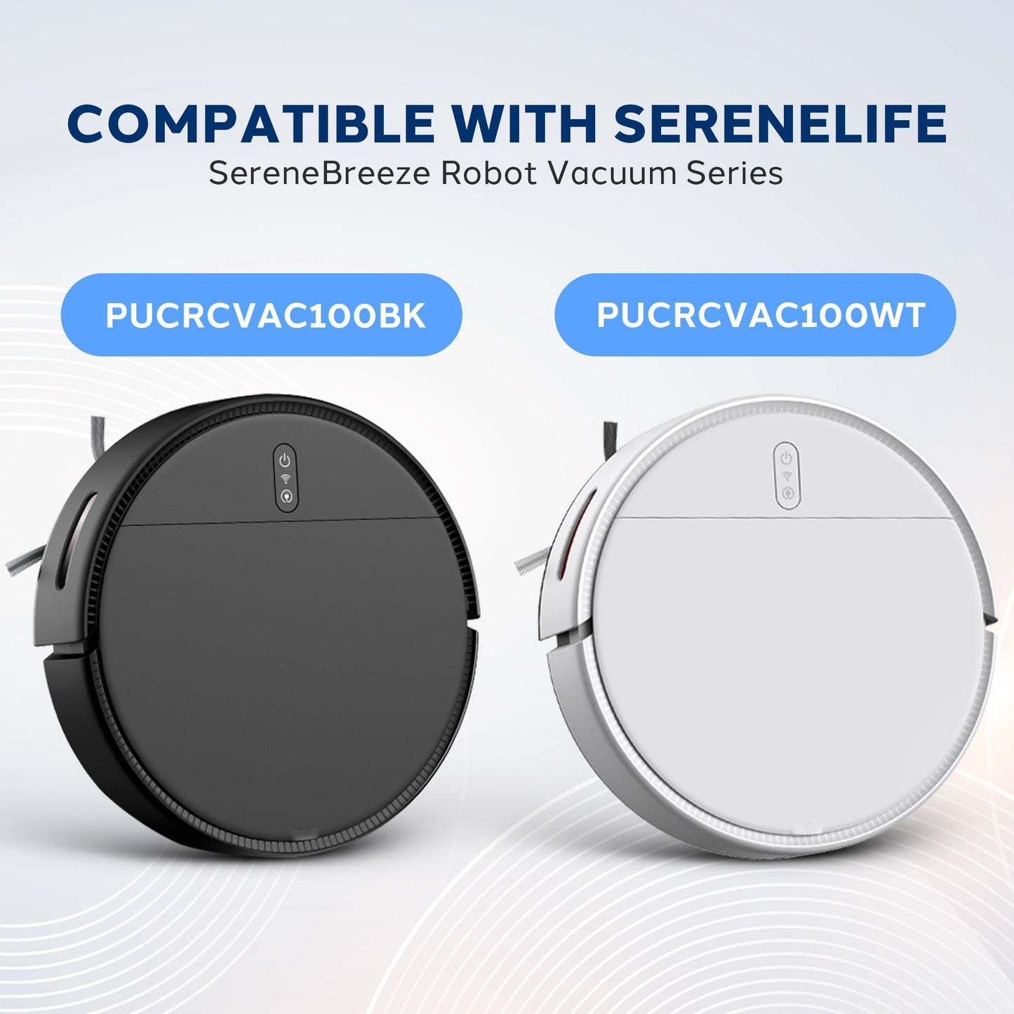Pure Clean Replacement Filter Kit for Smart Robot Vacuum Cleaner, Works with PUCRCVAC100BK and PUCRCVAC100WT