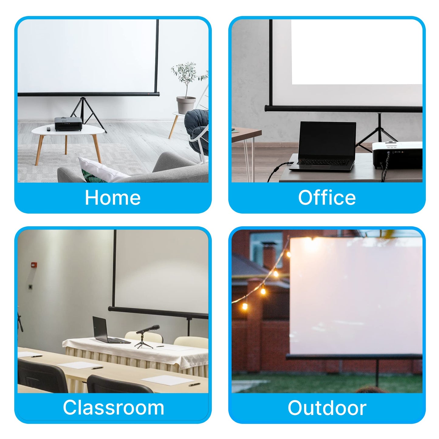 Pyle Projector Screen with Stand - 100-Inch Floor Standing Portable Fold-Out Rollup Matte for Projection, Includes Tripod, Great for Indoor/Outdoor Presentation, Quick Assembly