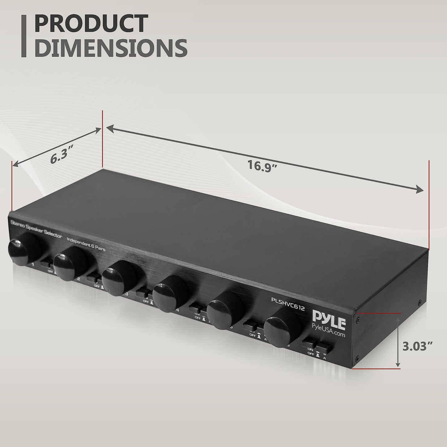 Pyle 6 Channel High Power Stereo Speaker Selector with Volume Control - Rugged and Durable Housing Construction, Cabinet Heat Sink, Plug and Play Easy Install - PLSHVC612