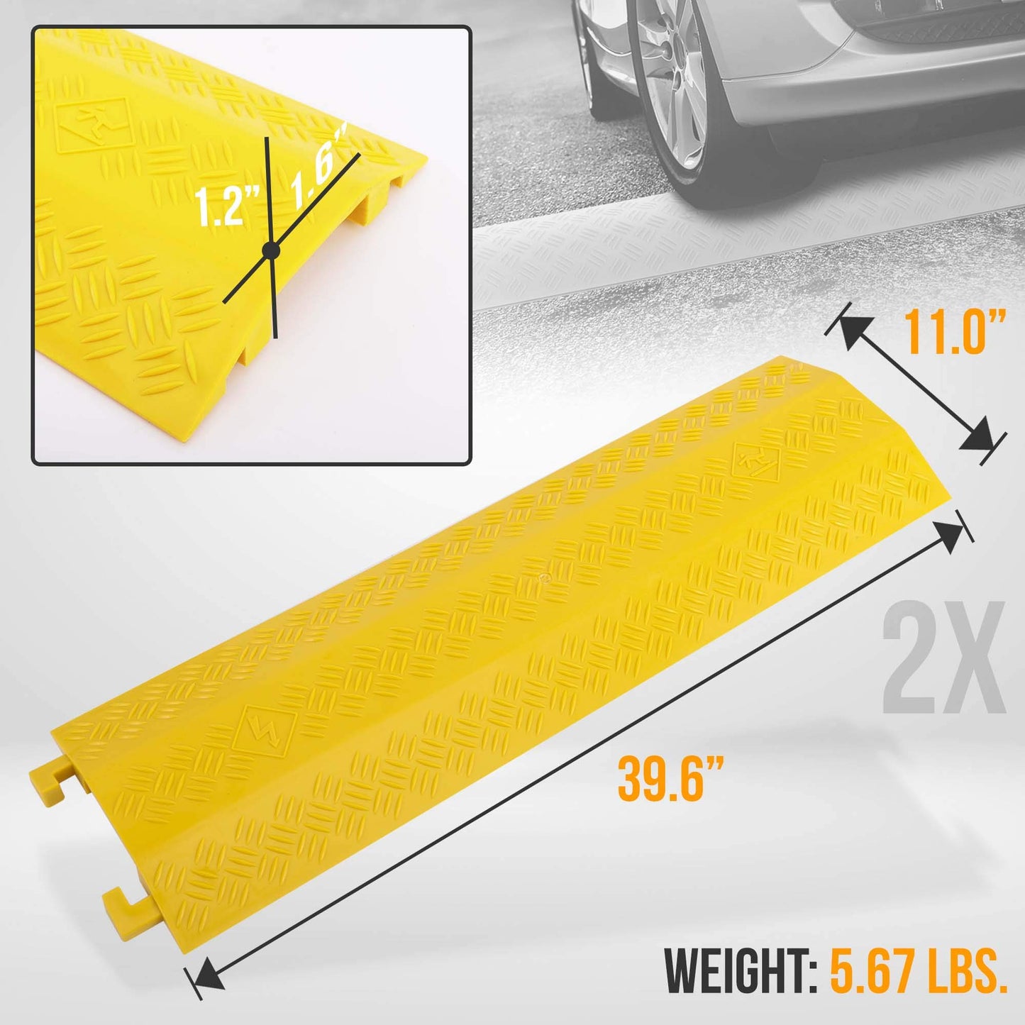 Pyle Durable Cable Ramp Protective Cover - 2,000 lbs Max Heavy Duty Drop Over Hose & Cable Track Protector, - Cable Concealer for Outdoor & Indoor Use