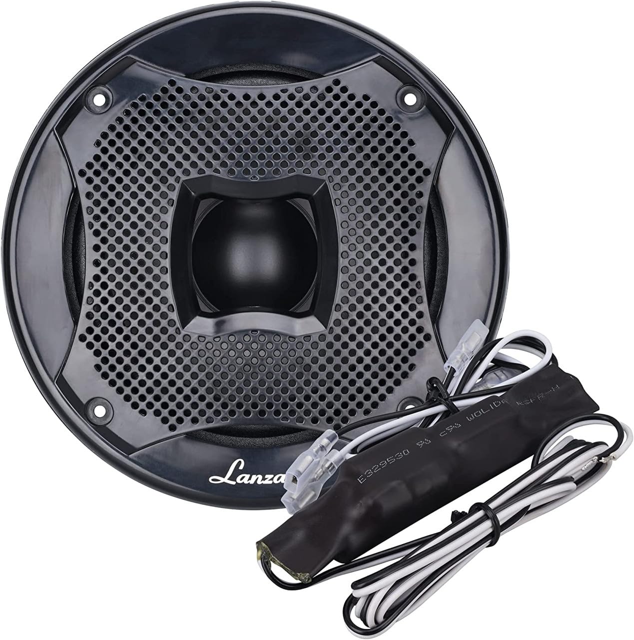 Two Way Marine Speaker System, One Pair 6.5 inch Marine Component Speaker, 450 Watts Max Power with 4 Ohm Impedance, Waterproof, Flush Mount Capability, Resin Treatment Cloth Surround, Black