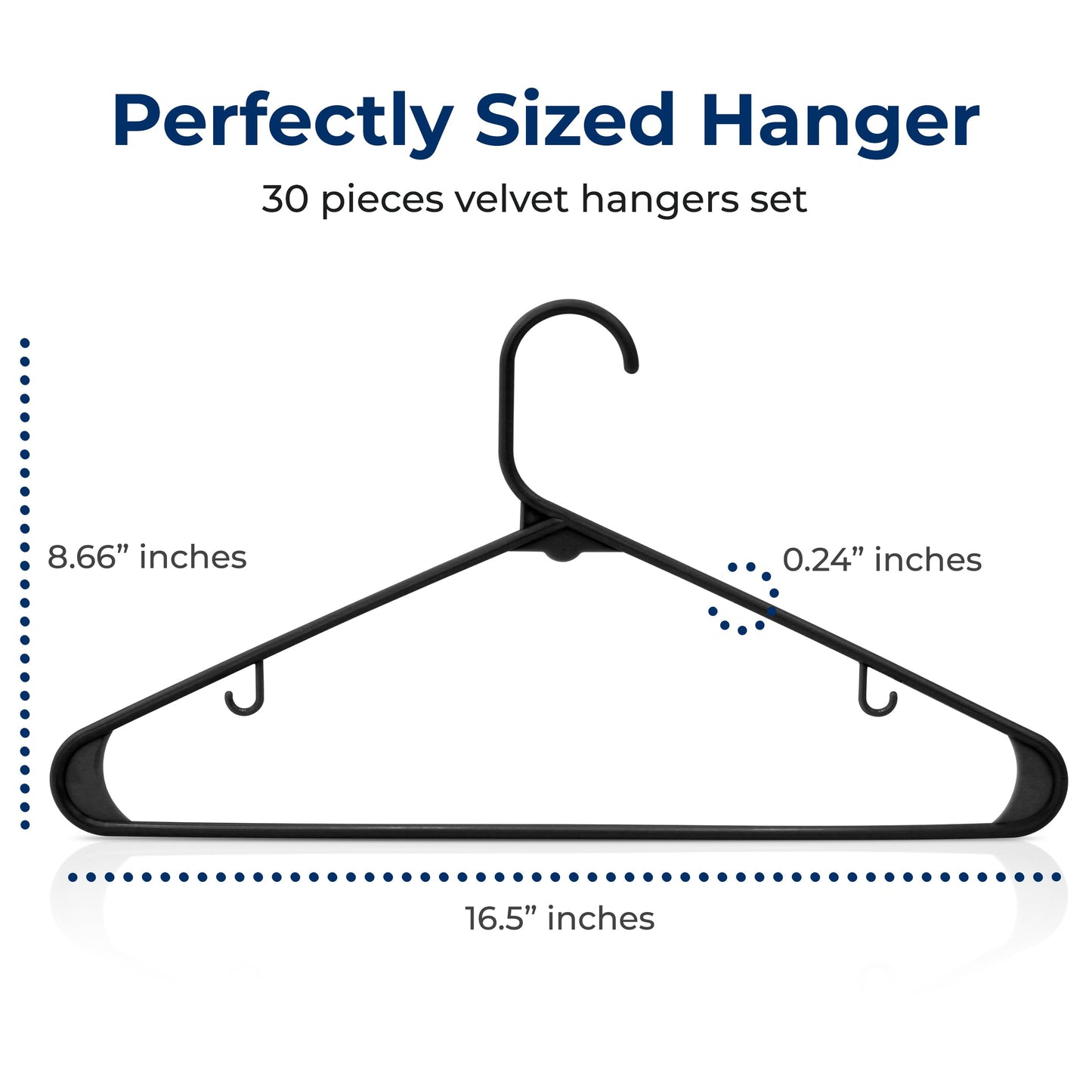 SereneLife 30 Pack Plastic Hangers, Non-Slip, Space-Saving Closet Organizers, Durable and Strong for Shirts, Sweaters, Hoodies, Kids Clothes & Dresses, Ultra-Thin, Lightweight