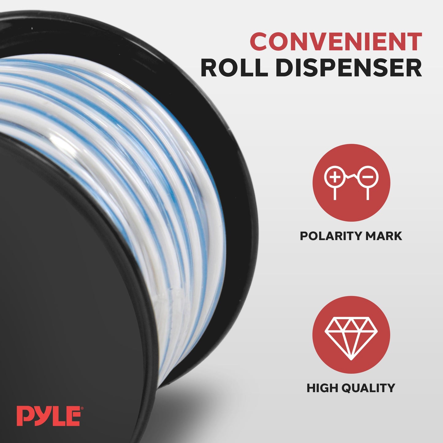 Pyle 50ft 18 Gauge Speaker Wire - Waterproof Marine Grade Cable in Spool for Connecting Audio Stereo to Amplifier, Surround Sound System, TV Home Theater and Car Stereo - PLMRSW50