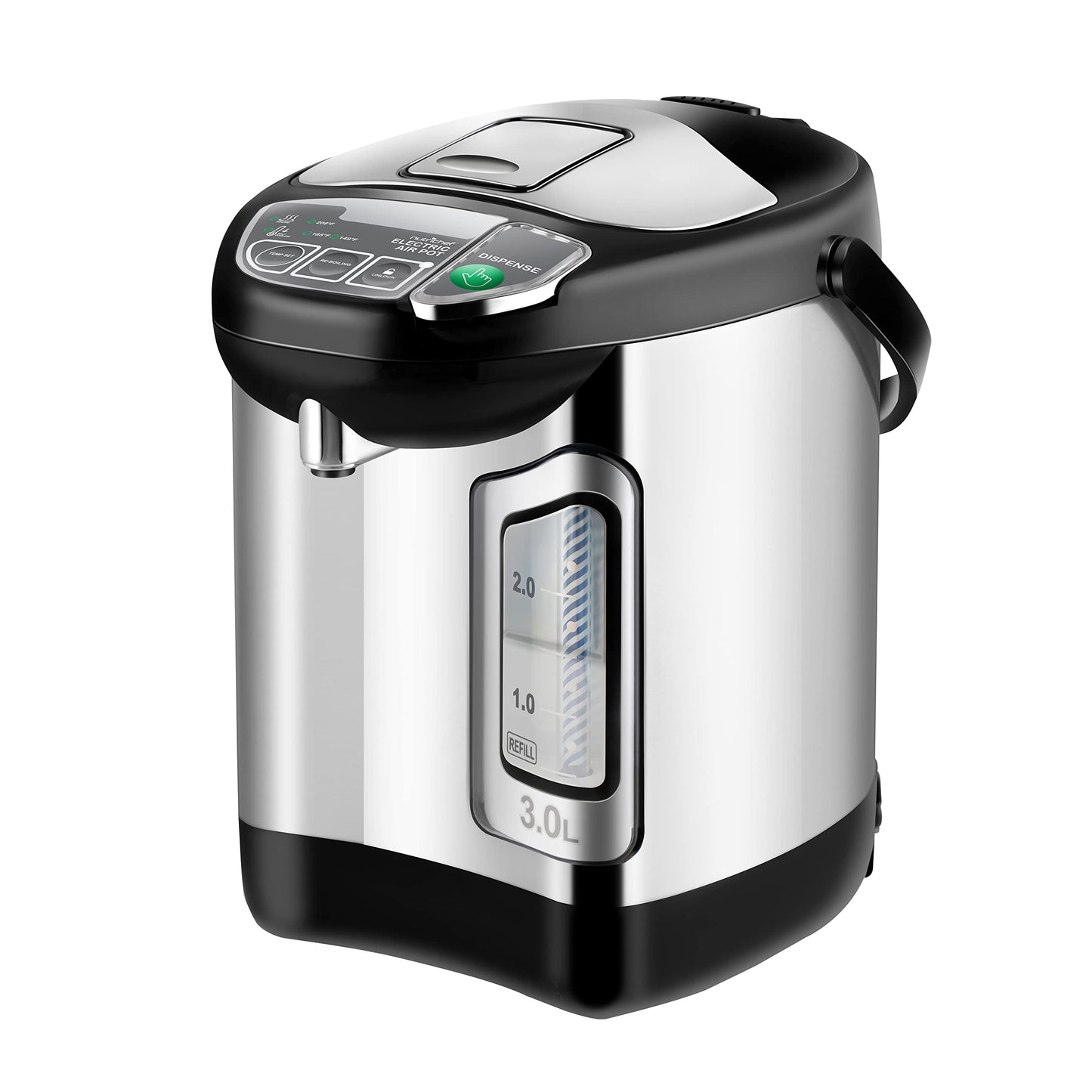 NutriChef Electric Water Boiler and Warmer - 3L/3.17 Qt Stainless Steel Electric Hot Water Dispenser w/Rotating Base, Auto Shut Off, Safety Lock, Instant Heating for Coffee & Tea (NCHUB13)