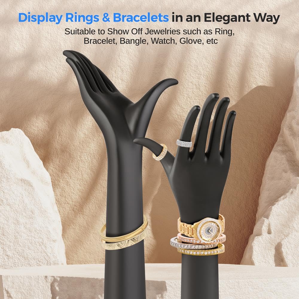 SereneLife Jewelry Hand Display Holder, 18.5-Inch Long Female Mannequin Hand, Perfect for Showcasing Rings, Bracelets, Bangles, Watches, Gloves, and Stylish Accessory Display