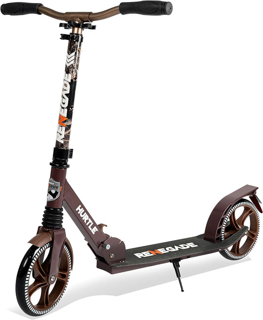 Hurtle Lightweight and Foldable Kick Scooter - Adjustable Scooter for Teens and Adult, Alloy Deck with High Impact Wheels (Real Tree)