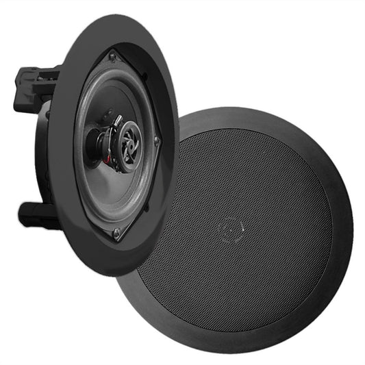 Pyle PDIC61RDBK In-Wall / In-Ceiling Dual 6.5-Inch Speaker System, 2-Way, Flush Mount, Black (Pair)