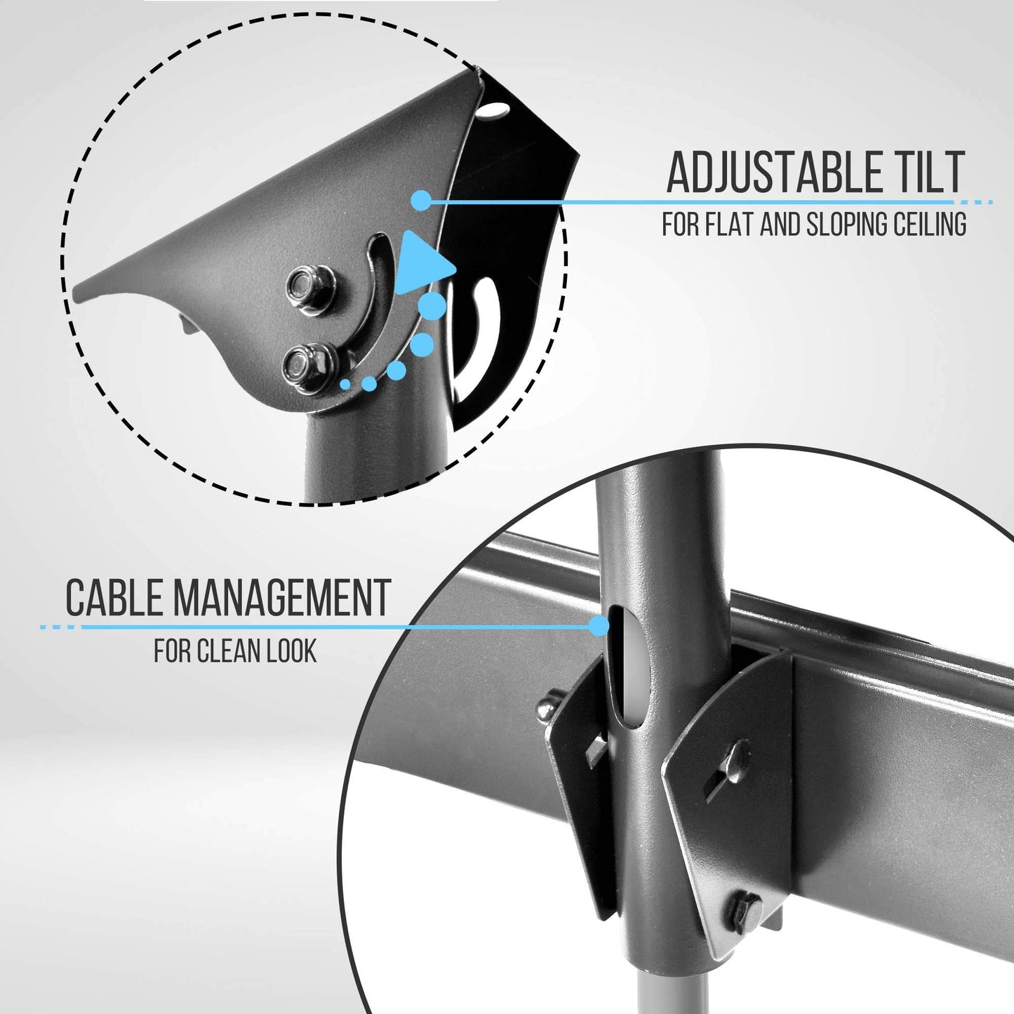 Pyle Adjustable Height TV Ceiling Mount-Tilting Vertical VESA Universal Monitor Mounting Bracket w/ Telescoping Arm, holds 37 to 70 Inch HDTV, LED, Flat Screen Television Up to 50KG or 110lbs PCTVM18