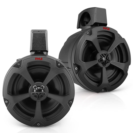 Pyle Marine-Grade Powersports Active Speaker System - 1200w Peak Power, Bluetooth 5.0 Waterproof UTV ATV 6.5" Speaker with Integrated Amplifier, Universal Roll Bar Mount for Jeep 4x4 (Pair)