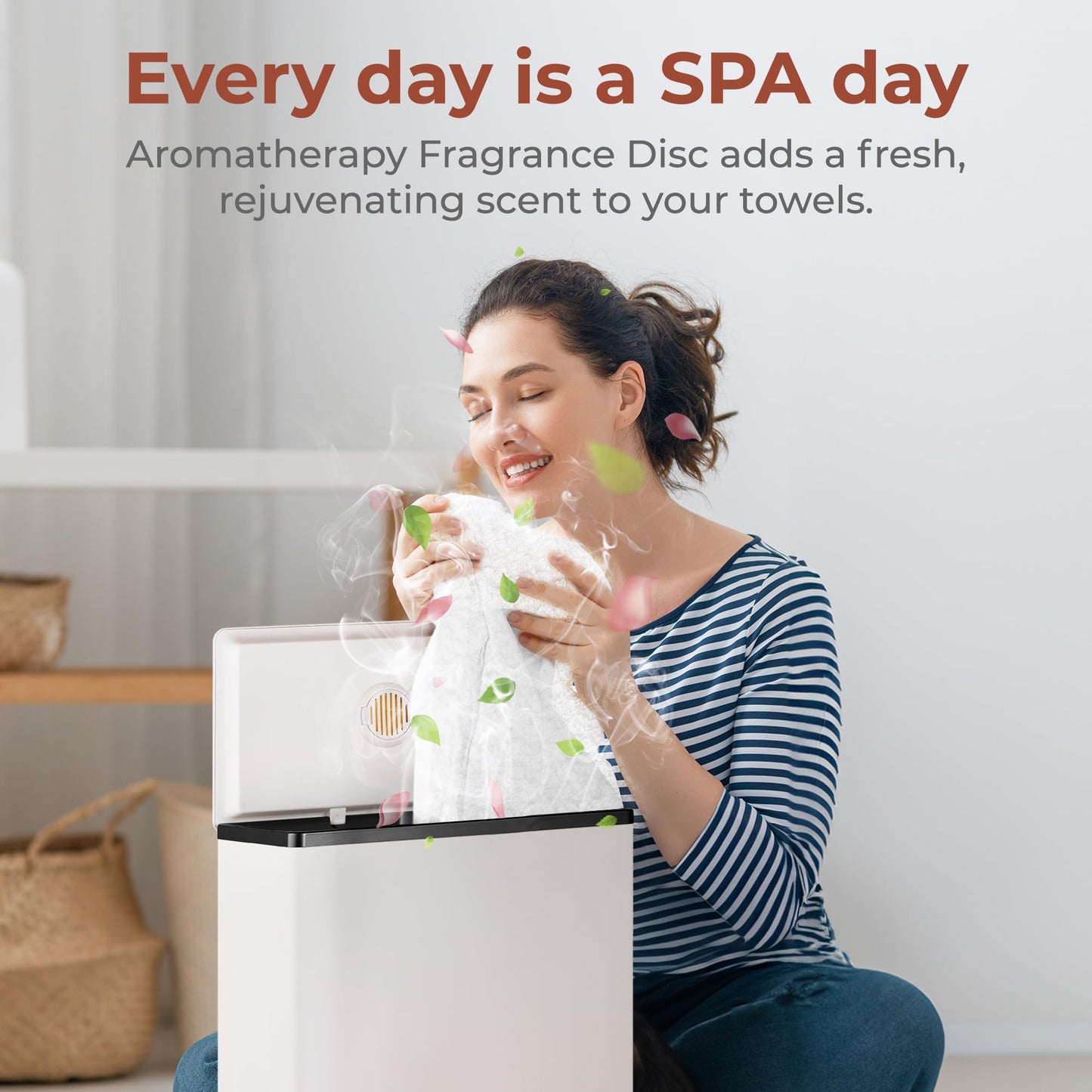 SereneLife Luxury Rectangle Towel Warmer - Spa & Bathroom Heater with Custom Fragrance, Auto Shut-Off, Fits 2 large Towels, Blankets, Bathrobes, PJ's - Perfect Gift for Him & Her (Black)