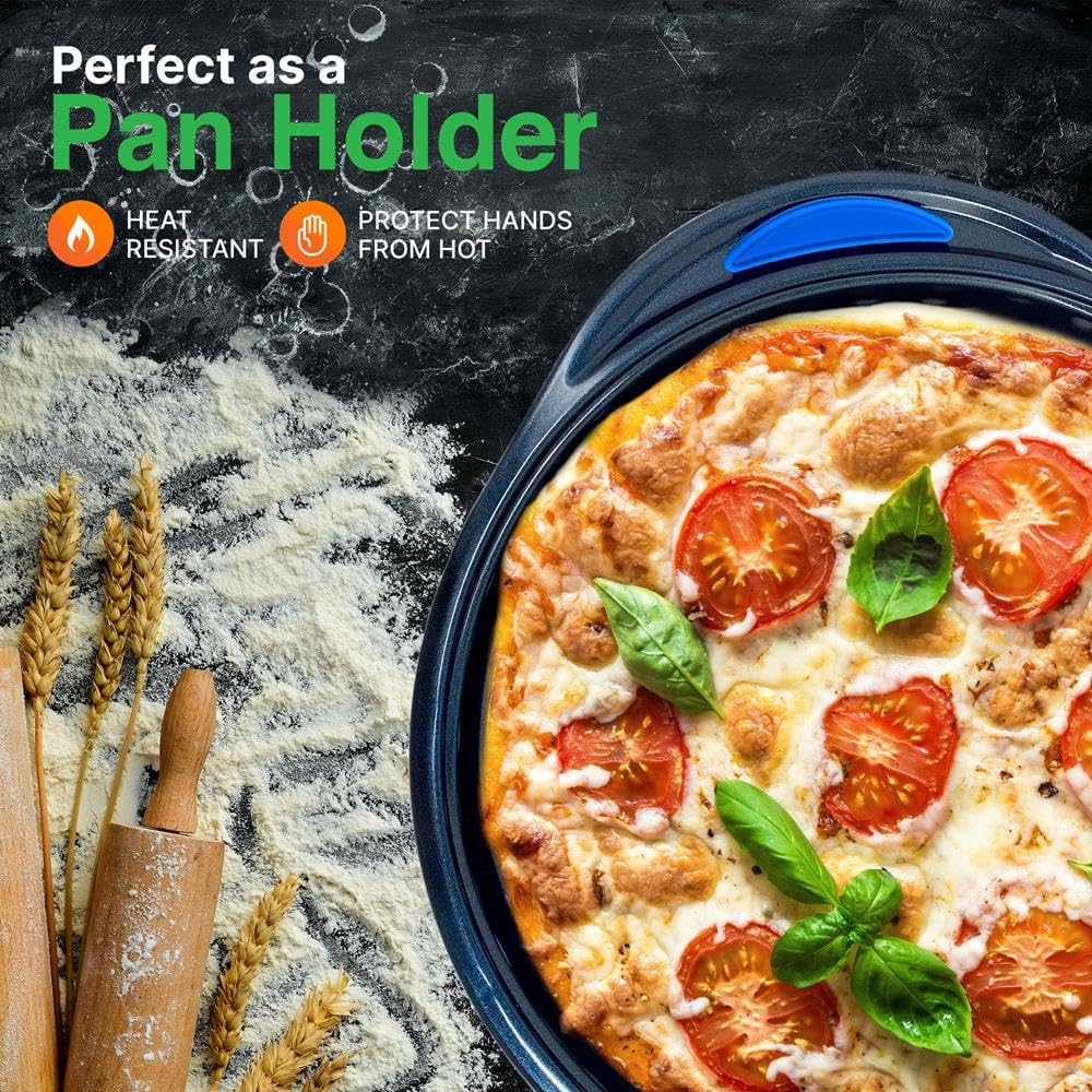 NutriChef Blue Silicone Handles - Flexible Design for Nonstick Carbon Steel Bakeware Pans - Compatible with Model: NCBK10S