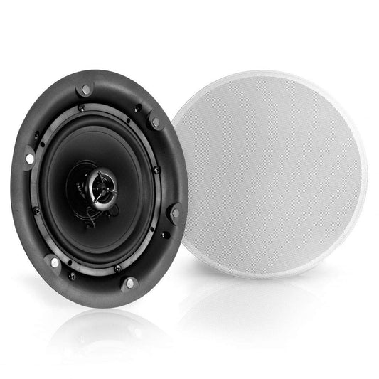 Pyle Ceiling and Wall Mount Speaker - Wireless Bluetooth 6.5" Dual 2-Way Audio Stereo Sound Subwoofer Kit w/ 300 Watts, in-Wall & in-Ceiling Flush Mount for Home Surround System - Pyle PWRC65BT White
