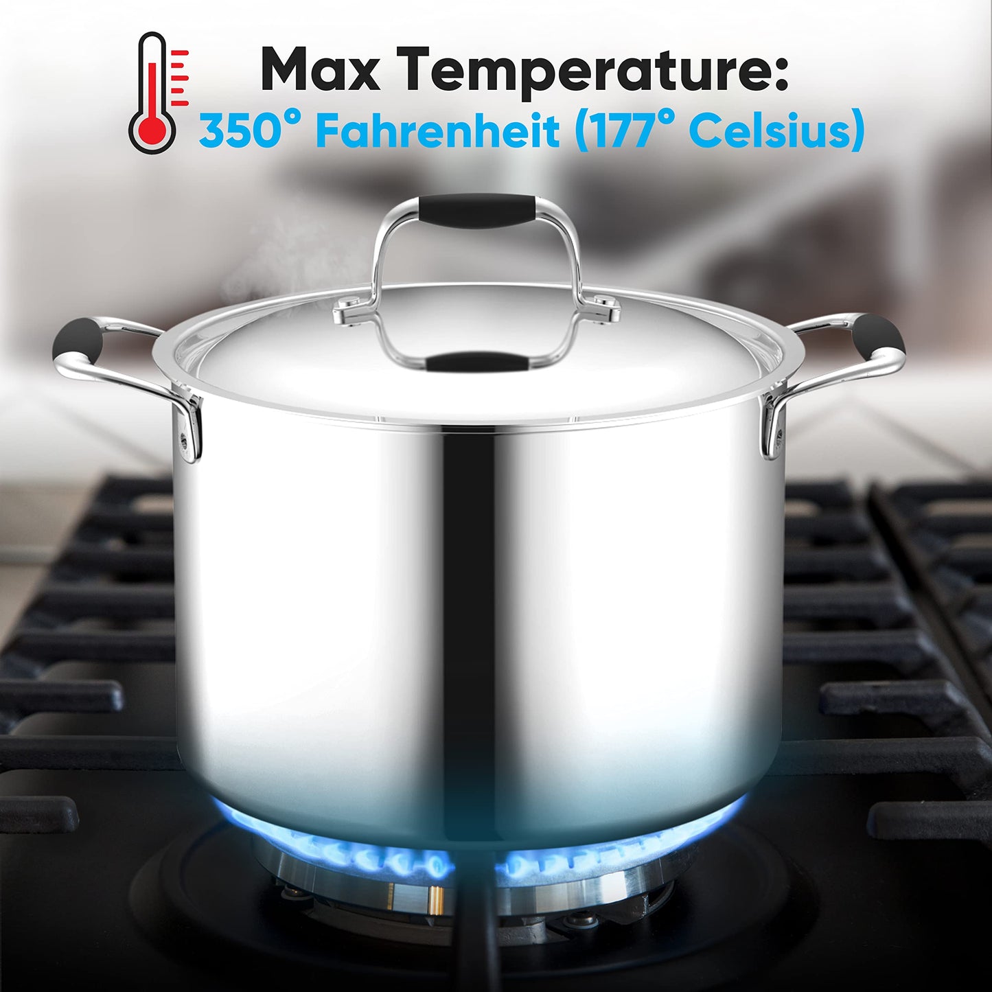 NutriChef Stainless Steel Stockpot Lid - Sturdy and Durable Stain-Resistant Kitchen Cookware Saute Pan Stock Pot Lid w/Handle - Works w/Kitchenware Pots & Pans Set Model NCSSS12
