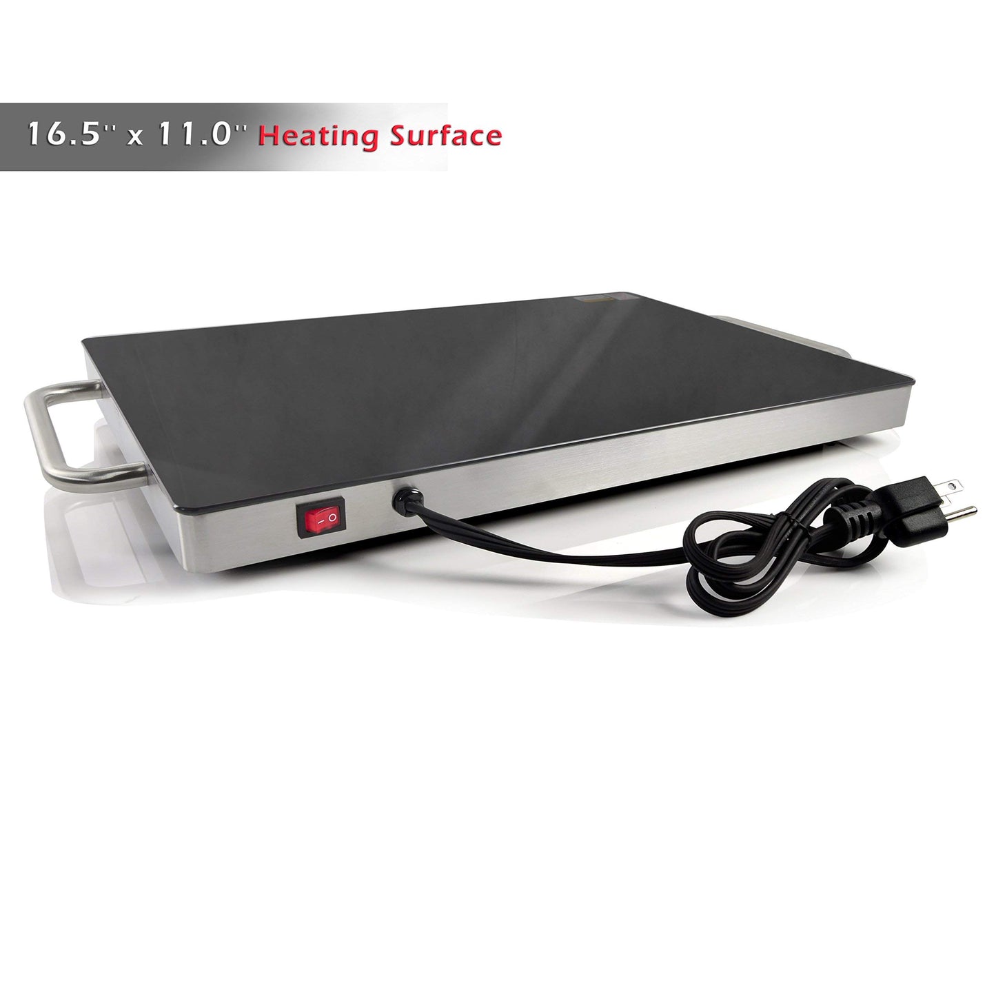 Nutrichef Electric Hot Plate Tray Dish Warmer with Black Glass Top - Ideal for Home, Buffets, Parties, Kitchens & Restaurants - Warming Tray for Food - Tortilla Warmer - Dimensions: 16.5 x 11