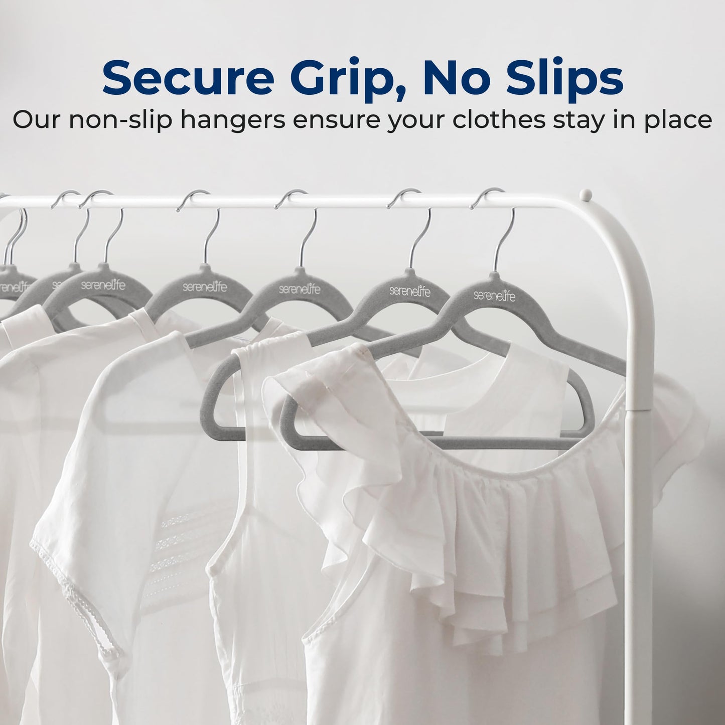 SereneLife 200-Pack Velvet Hangers – Space-Saving Non-Slip Gray Clothes Hangers with 360° Swivel Hooks, Heavy Duty Ultra-Thin Design for Coats, Shirts, Dresses & More – Durable & Lightweight