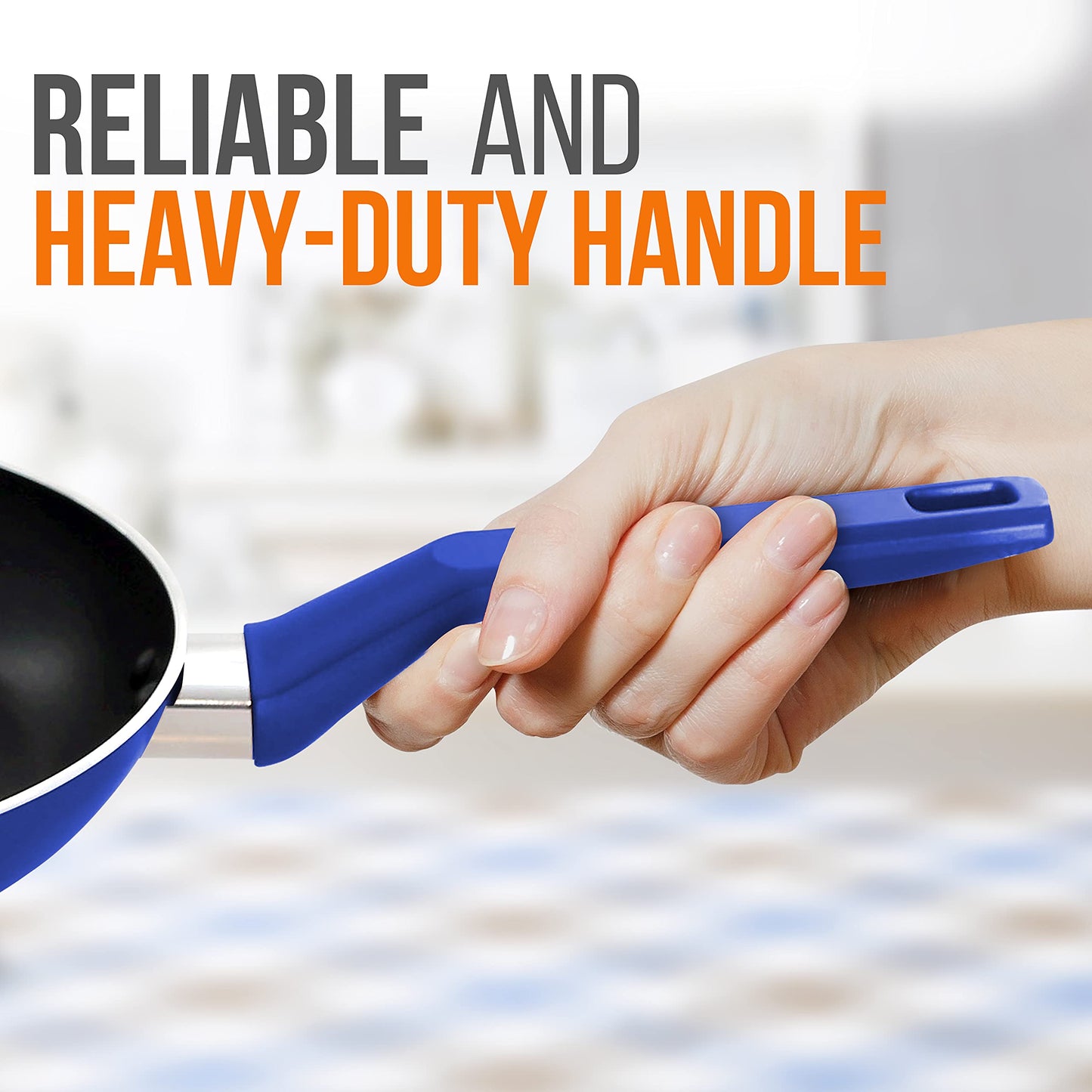 NutriChef 10'' Large Open Fry Pan - Non-Stick High-Qualified Kitchen Cookware with Black Inside and Blue Outside (Works with Model: NCCWA13BU)