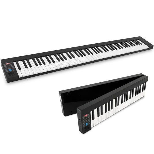 Pyle Electric Keyboard Piano 88 Keys - Portable Foldable Digital Piano Keyboard With Bluetooth, 128 Rhythms/Tones,Semi weighted keys, Sustain Pedal, Piano Bag - for Beginners, Kids,Adult -PKBRD8100