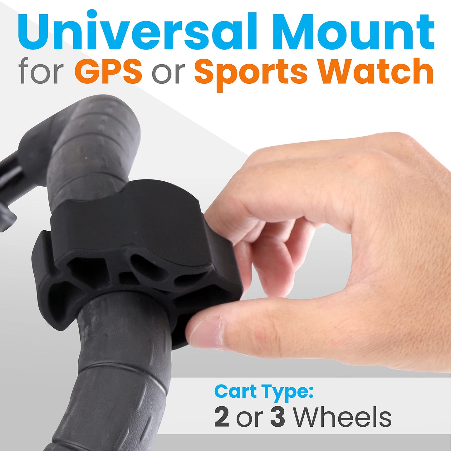 SereneLife Golf Cart Watch Holder Mount - Universal Silicone Mount for GPS or Standard Sports Watch, Fits Golf Carts with 1-inch Handle Tubing SLGZWHD, Black