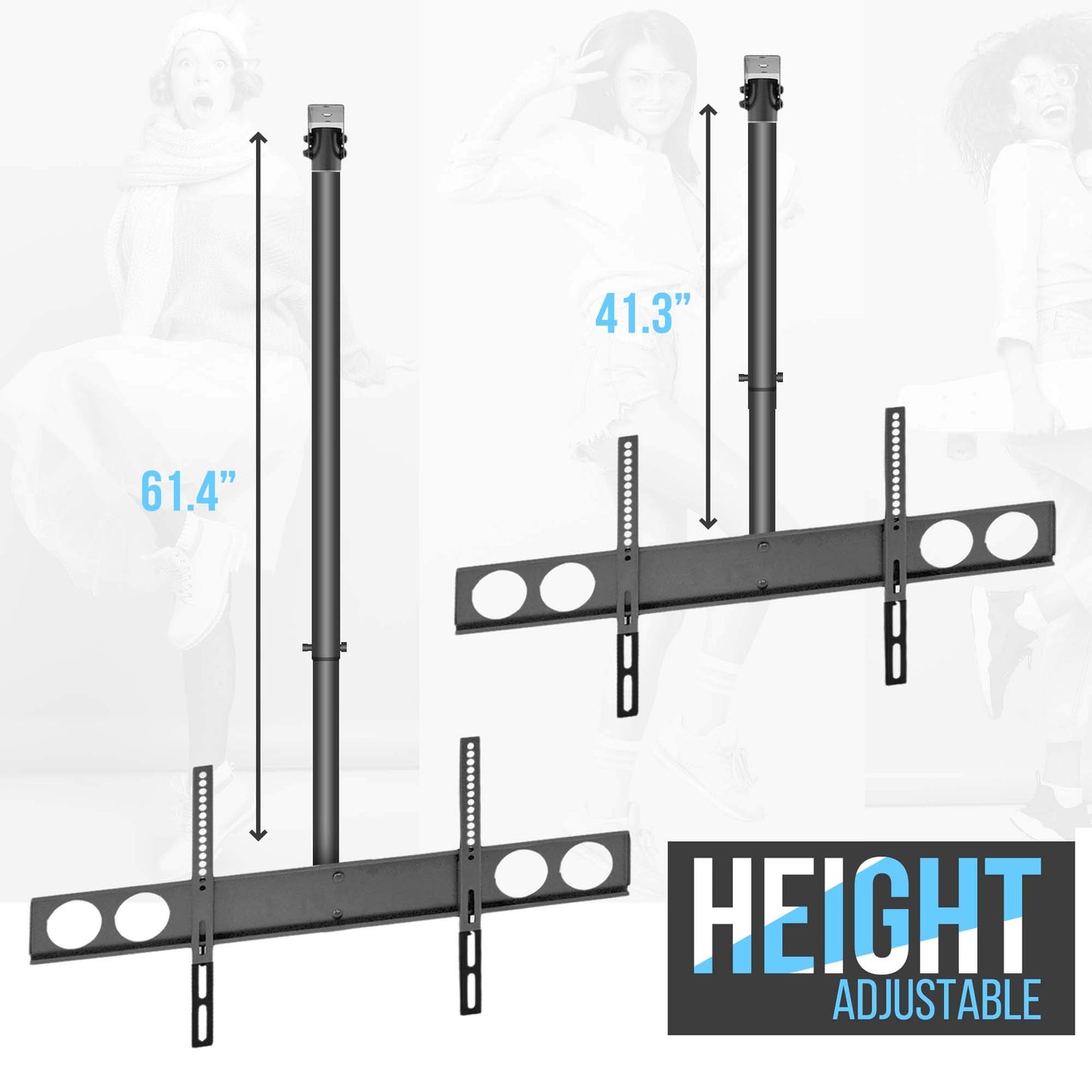 Pyle Adjustable Height TV Ceiling Mount-Tilting Vertical VESA Universal Monitor Mounting Bracket w/ Telescoping Arm, holds 37 to 70 Inch HDTV, LED, Flat Screen Television Up to 50KG or 110lbs PCTVM18