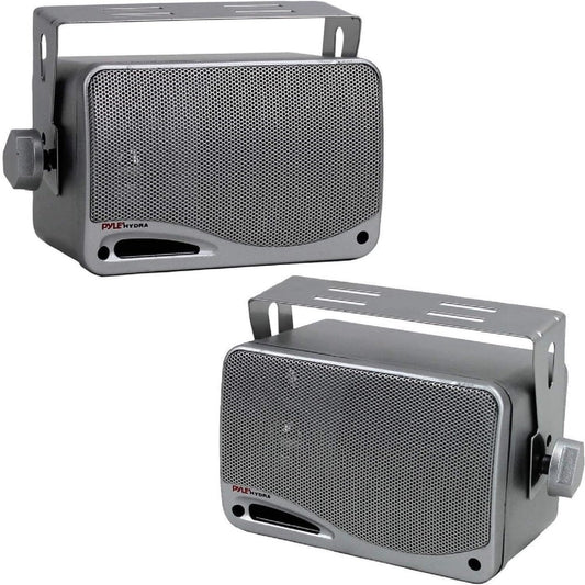 3-Way Weatherproof Outdoor Speaker Set - 3.5 Inch 200W Pair of Marine Grade Mount Speakers - in a Heavy Duty ABS Enclosure Grill - Home, Boat, Poolside, Patio, Indoor Outdoor Use - Pyle PLMR24 (White)