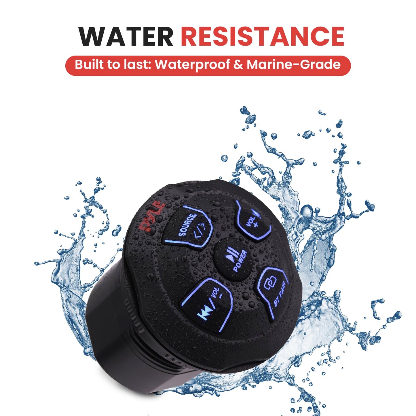 Pyle Marine Bluetooth Receiver Microphone Kit - Waterproof Audio Entertainment System Set w/ 2-Channel Wireless BT Controller, Handheld Broadcasting Mic - Car, Truck, ATV, UTV, 4x4, Boat