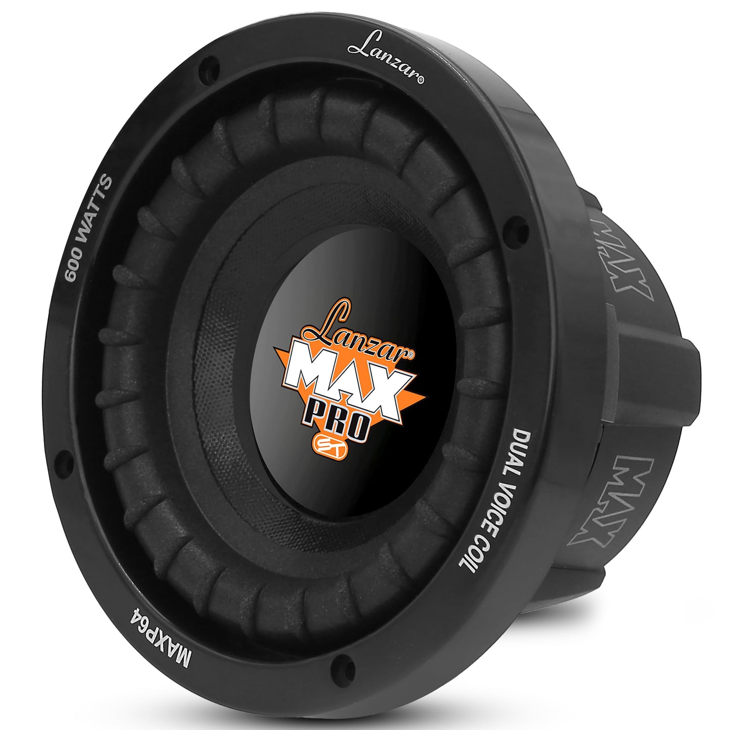 Lanzar 6.5” Car Subwoofer Speaker - Black Non-Pressed Paper Cone, Aluminum Voice Coil, 4 Ohm Impedance, 600 Watt Power and Foam Edge Suspension for Vehicle Audio Stereo Sound System - MAXP64