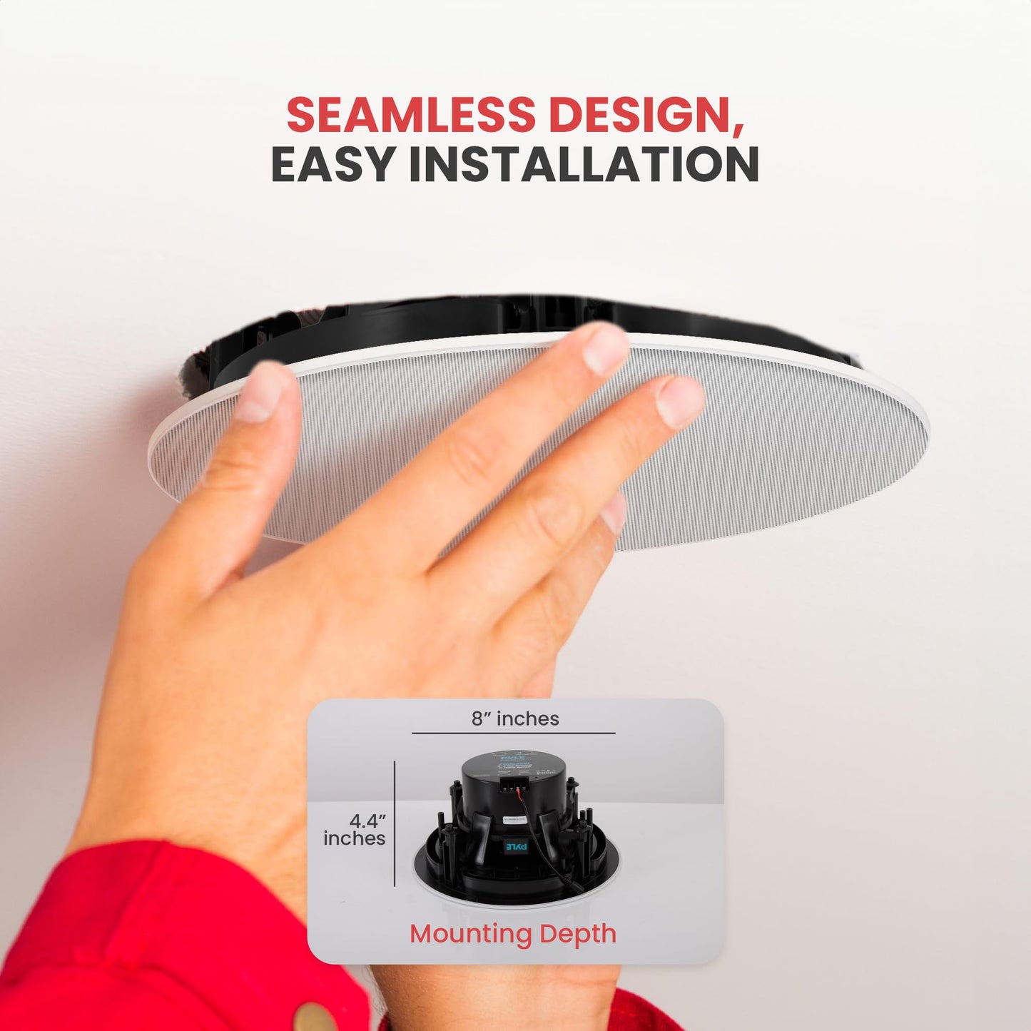 Pyle Ceiling and Wall Mount Speaker - Wireless Bluetooth 8” Dual 2-Way Audio Stereo Sound Subwoofer Kit with, 360 Watts, in-Wall & in-Ceiling Flush Mount for Home Surround System - Pyle PWRC85BT